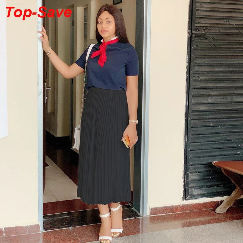 Осень, Уличная Повседневная Женская юбка, элегантная, темпераментная, белая, черная, модная, однотонная, высокая талия, плиссированная юбка, Прямая поставка