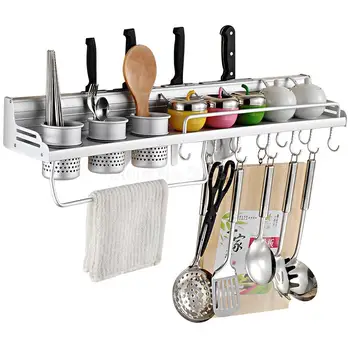 

Kitchen racks wall-mounted perforated storage knife holder supplies seasoning taste small department store hanging shelf
