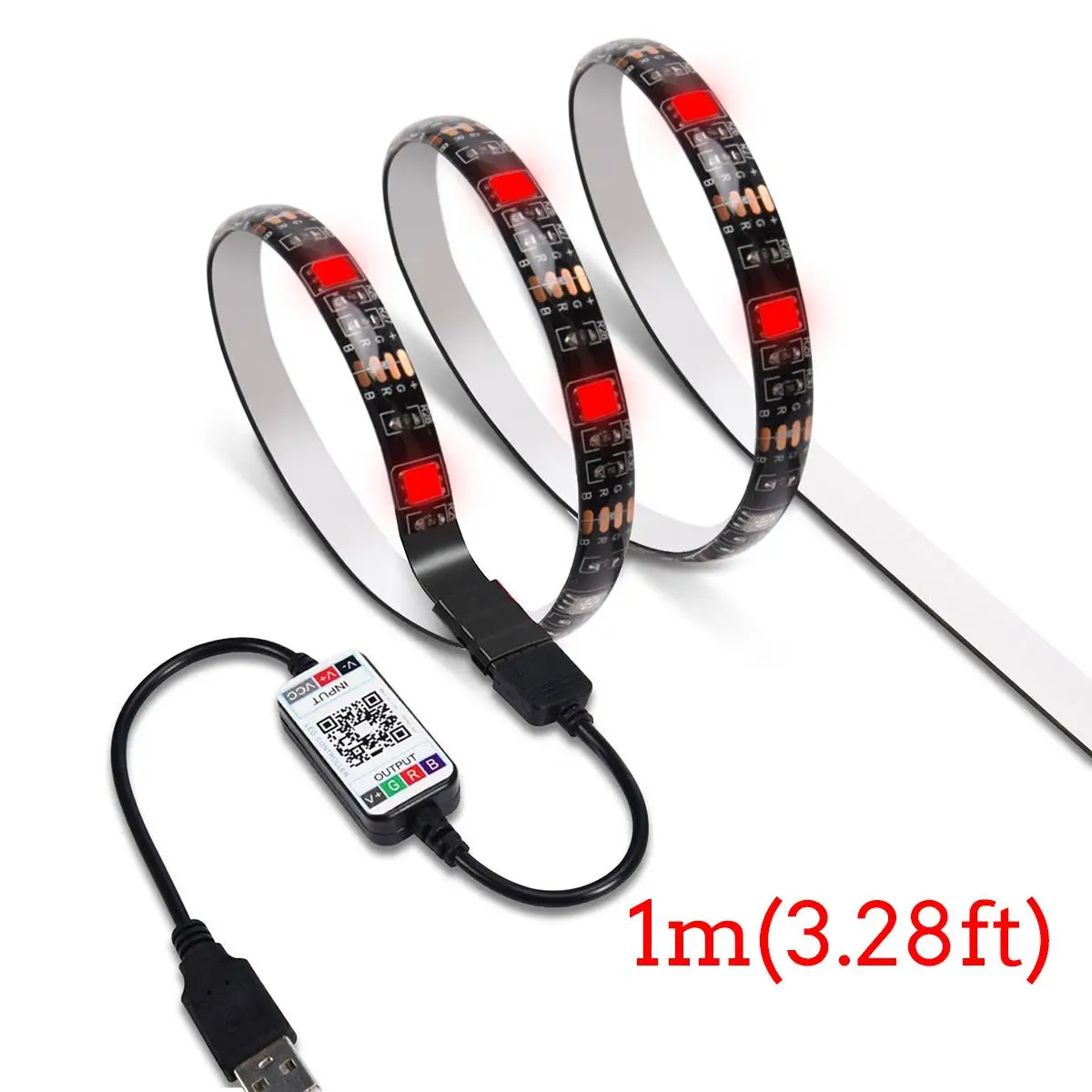 DC5V USB Светодиодная лента RGB 1 м 2 м 3 м 4 м 5 м Bluetooth приложение управление гибкий светильник ТВ фон водонепроницаемая лента для Apple и Android - Испускаемый цвет: 1m Waterproof