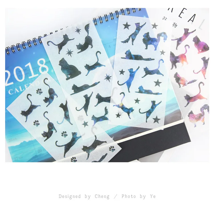 6 листов/упаковка милые наклейки для кошек Kawaii Бумага васи канцелярские наклейки для детей DIY дневник в стиле Скрапбукинг корейские принадлежности