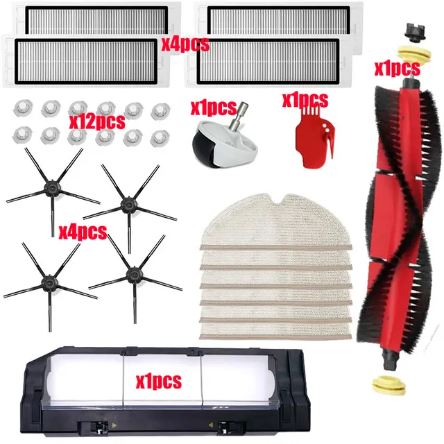 For Xiaomi Roborock S5 Max S6 S50 S51 S55 Vacuum Cleaner Part Accessories HEPA Filter + Side Brush + Main Brush + Mop Cloths R