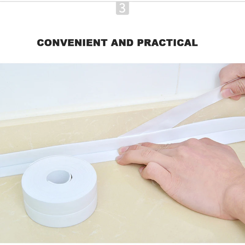 Kitchen Sink PVC Mmaterial Waterproof Mildew Strong Self-adhesive Transparent Tape Bathroom Toilet Crevice Strip Water Seal 3.2M