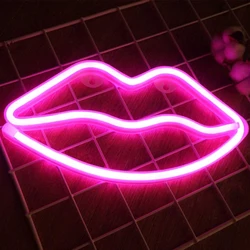 Lip Neon Sign Battery And USB Dual Powered LED Light For Party Home Decoration Table Lamp Wall Decoration Light Gift For Women