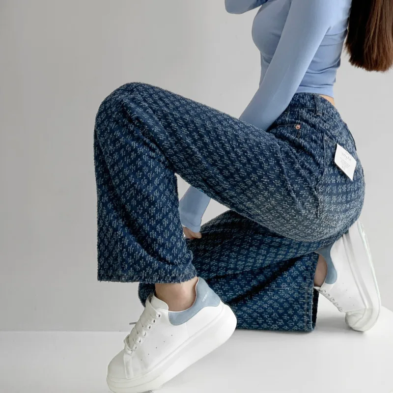 TVVOVVIN Hollowed Out Straight Women Loose Wide Leg Mopping Pants Fashion Denim Trousers Sexy High Waist Girls RZKQ | Женская одежда
