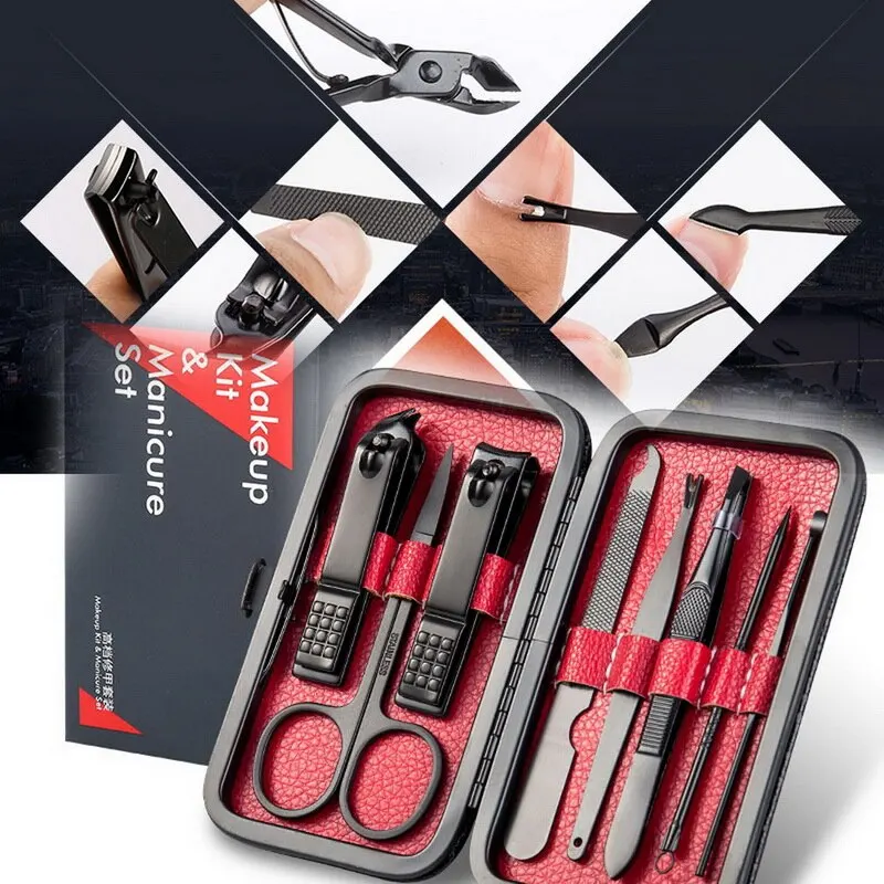 

15pcs Professional Nail Clipper Set With PU Box Stainless Steel Pedicure Cuticle Eagle Hook Tweezer Manicure Beauty Tools Kit