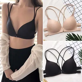 

Leechee Women Back Beautify Ladies Front Closure Wire Free Fashion Push Up Bra Sexy Padded Lingerie Bralette Gather