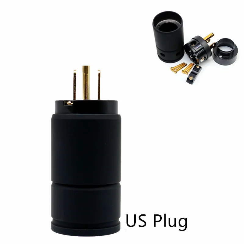 1pcs US plug Уровня звука черный металлический корпус Позолоченные Чистая Медь высокая производительность Женский Мужской 3 провод заземления США ЕС питания ИЭК АС plug - Цвет: 1pcs US plug