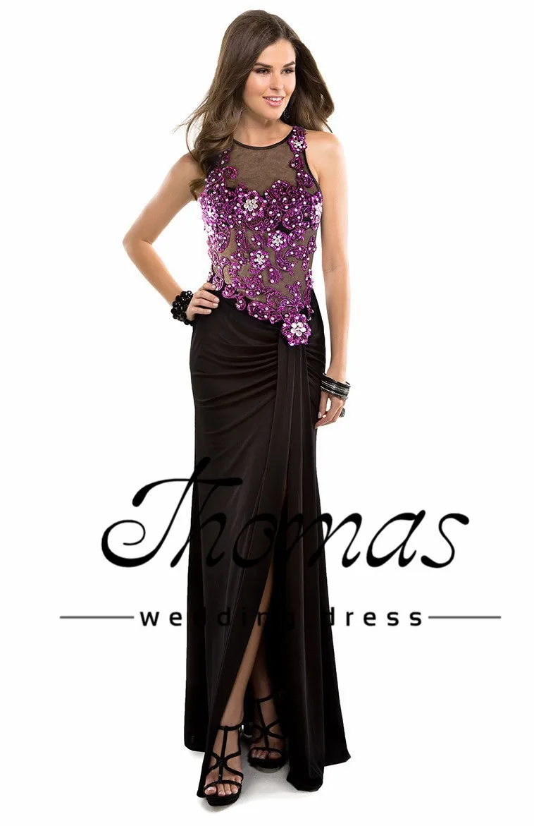 AC-01 пикантные das senhoras bainha aberto para ТРС contas apliques longa шифоновые платья vestidos de noite Формальные вечера vestido 20