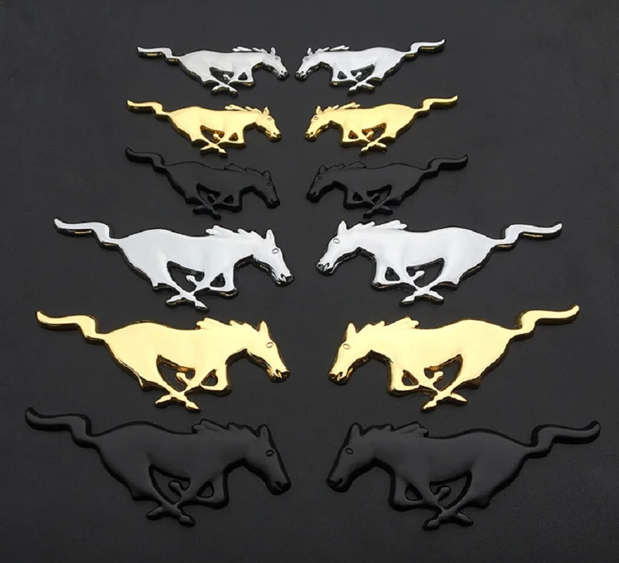 3D Metal Mustang Horse Front Hood Grille Emblem Sticker Running Horse Decal For Ford Mustang Styling Car Accessories