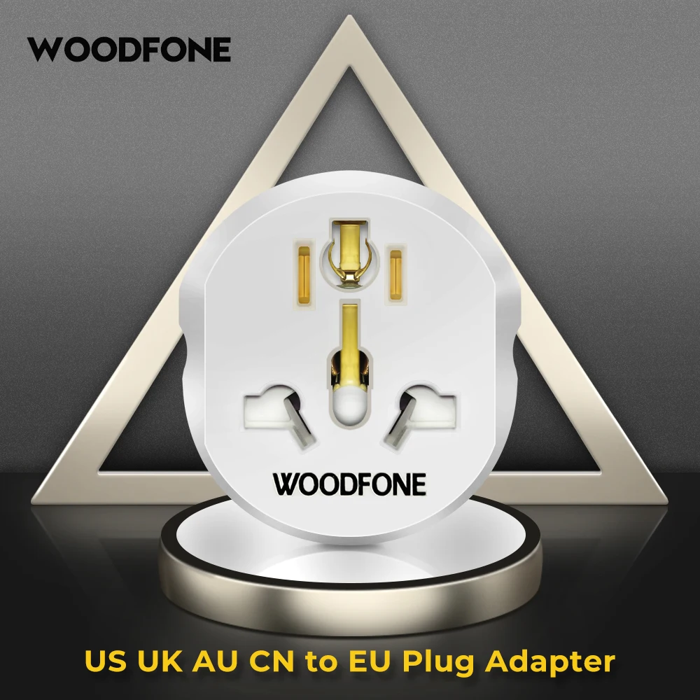 Универсальный Переходник WOODFONE евровилка стандарта 16 А 2 розетка для круглых