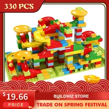 Marble Race Run Small Block Maze Ball Track Building Blocks Funnel Slide Blocks DIY Assembly Bricks Toy For Children Gift
