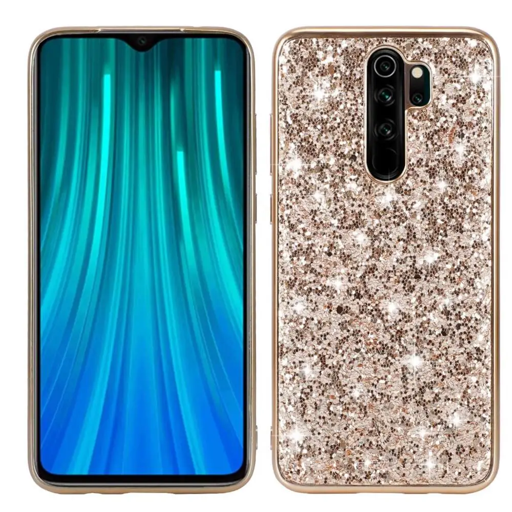 gold Чехол сверкающий с блестками для Xiaomi redmi note 8 Pro роскошный блестящий порошок блестки защитный чехол s для redmi note 8 8pro - Цвет: gold