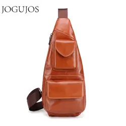 JOGUJOS Новая мужская сумка из натуральной кожи на груди Ретро дизайнерская мужская сумка через плечо модная нагрудная сумка для путешествий