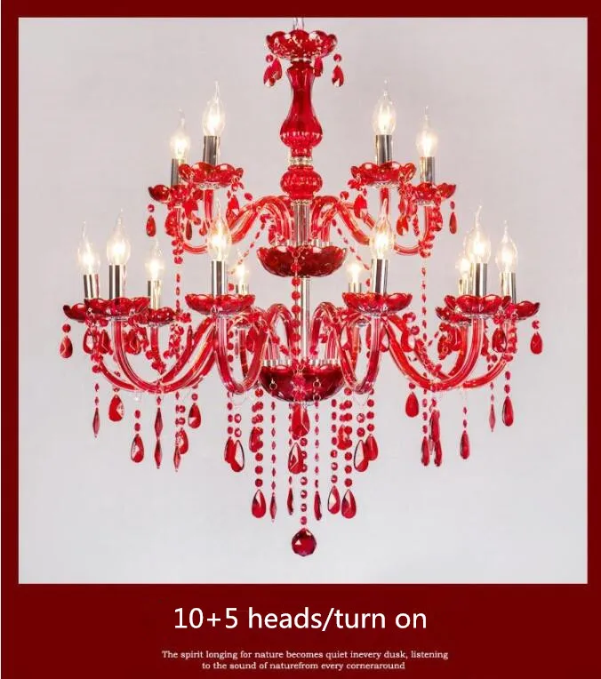 Red crystal glass chandelier candle light wedding wedding room KTV showroom living room dining room lamp free shipping