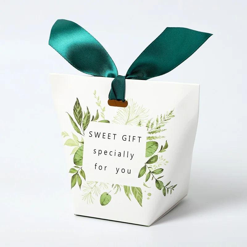 Свадебные сувениры, Подарочная коробка, лента, картон, коробки для конфет, посылка, подарок на день рождения, сумки, свадебные сладкие принадлежности, подарочные коробки - Цвет: Зеленый