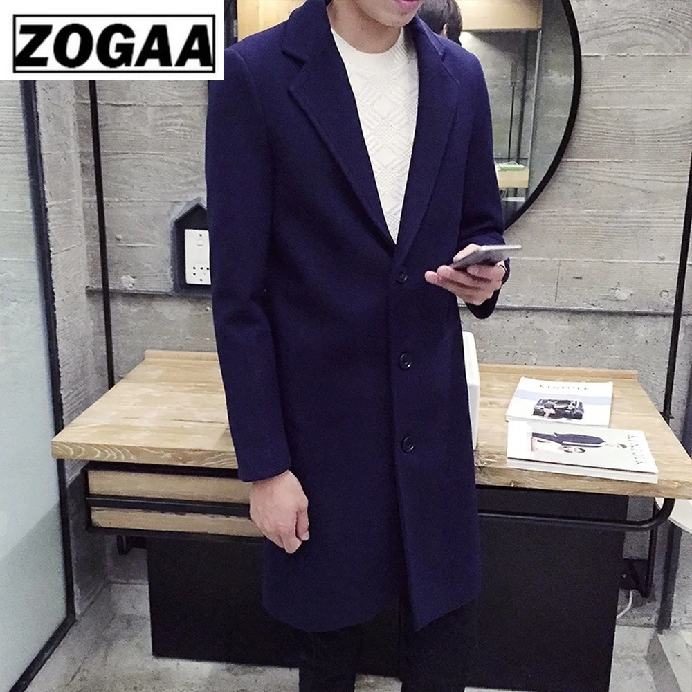 Zogaa Autumn and Winter New Men's Fashion Boutique Solid Color Business Casual Woolen Fashion Designer Men Long Coat