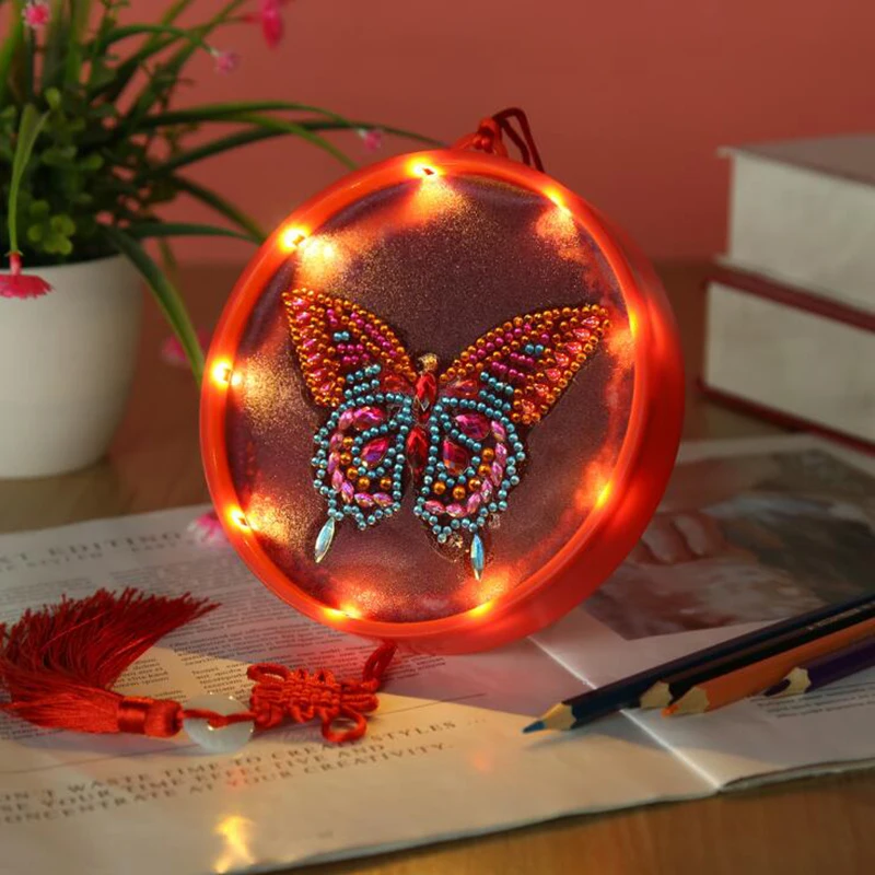 5D DIY Бабочка Мандала специальная форма Светодиодная алмазная живопись подвесной