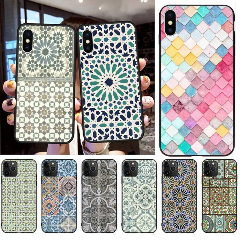 YJZFDYRM art Decorative Moroccan Tile DIY Luxury Phone Case for iPhone 11 pro XS MAX 8 7 6 6S Plus X 5S SE 2020 XR case | Мобильные