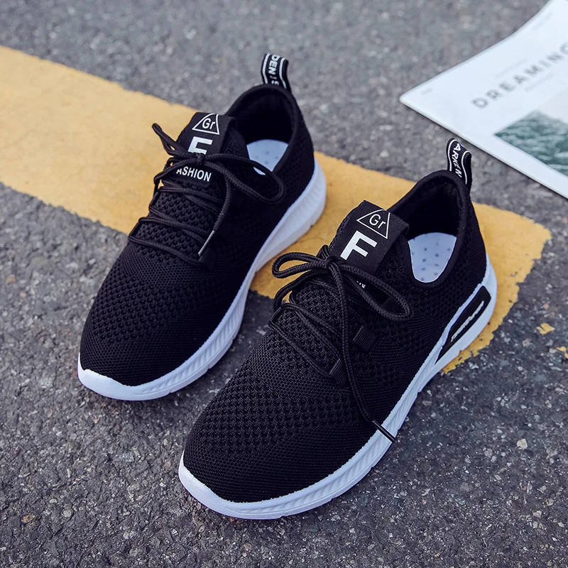 

Lightweight Breathable Shoes Women's Street STUDENT'S Shoes Running MacBook Clapper Women's 2019 New Style Fly Woven Lace up Fro