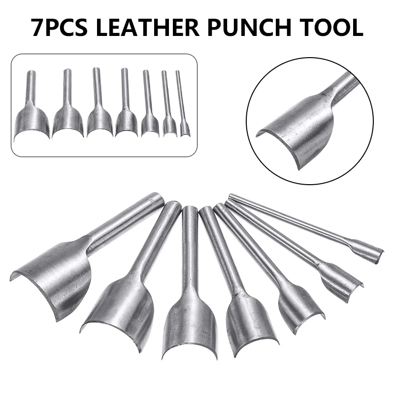 7PCs Half-Round Leather Craft Cutter Punch Strap Tools Belt Wallet 10-40mm