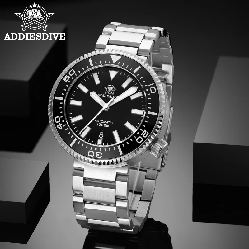 ADDIESDIVE Men Diver Watch 100Bar Waterproof Sapphire Ceramic Bezel BGW9 Luminous Reloj Hombre NH35 Automatic Mechanical Watch