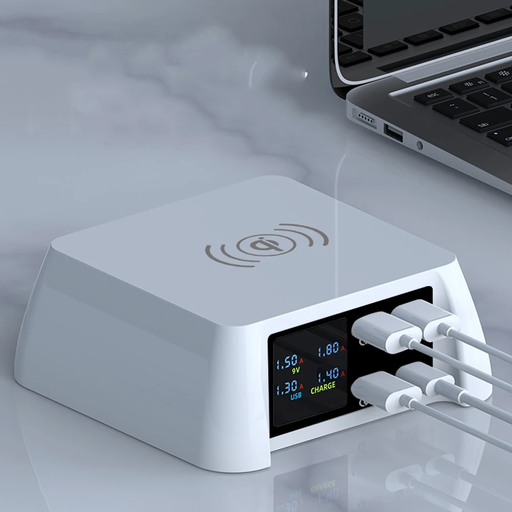 US $27.88 100W Multi USB Charger Qi Wireless Charger QC 30 Quick Charge LCD PD Fast Charger For Iphone XS 12 11 Pro Max Samsung Huawei