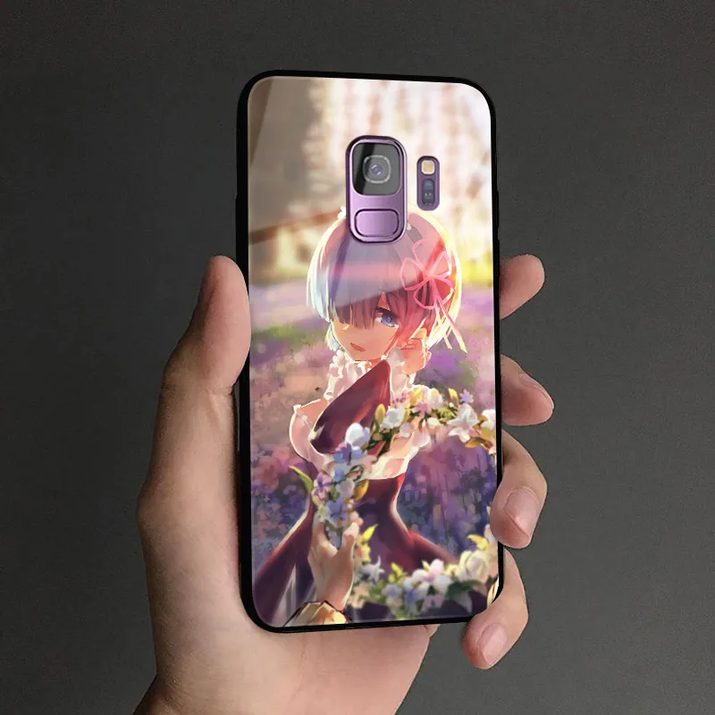 AE 2133 Re Zero Аниме Ram Rem Emilia чехол для телефона для samsung Galaxy S8 S9 S10e S10 Note 8 9 10 Plus закаленное стекло Мягкий силиконовый чехол - Цвет: AE 2133
