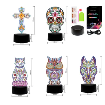 

Shirliben Diy Led Light Pad Custom Diamond Painting Pad Animal Owl Skull Cat Diamond Mosaic Home Decoration Rhinestone Beads