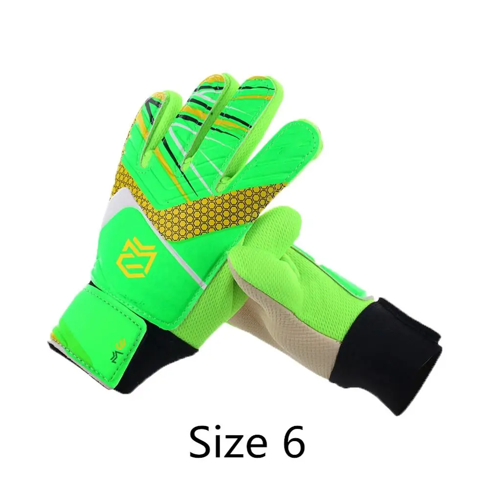 Green Size 6 Профессиональные детские Студенческие футбольные вратарские перчатки, футбольные перчатки из натурального латекса, рукавицы для вратаря, 5 цветов, размер 5/6 - Цвет: Green Size 6