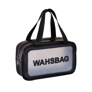 

PU Frosted Cosmetic Bag Cosmetic Storage Bag Transparent Portable Waterproof Toiletry Bag with Zipper Handle for Travel M88