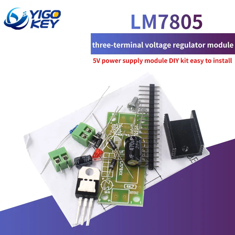 Набор сделай сам YIGO KEY LM7805 L7805 Трехконтактный регулятор напряжения модуль питания