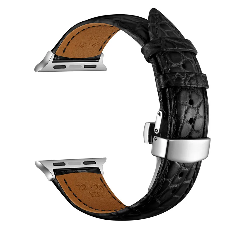 Крокодиловая кожа Ремешки для наручных часов Apple Watch, ремешок 42 мм, 38 мм, версия 4 44 мм для девочек; мини-юбка для браслет для iwatch для наручных часов Apple Watch Series 5 4 3 2 1 ремешок - Цвет ремешка: black-silver