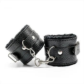 7pcs/set for Woman PU Leather SM Bondage Set Sex Handcuffs Footcuffs Whip Rope Eye Mask Blindfold Erotic Toys Couples 6