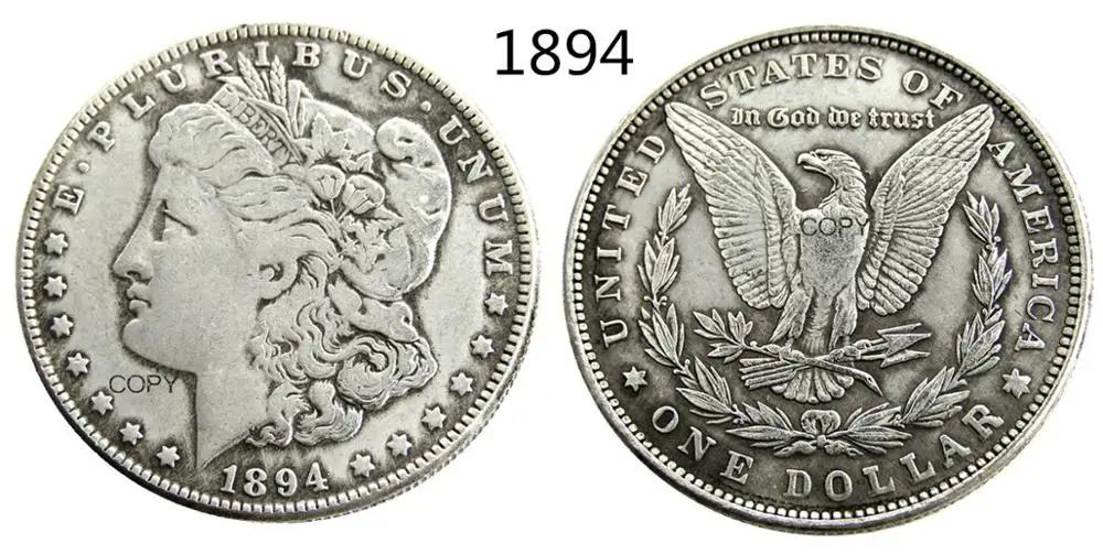 1894 Морган доллар США Посеребренная копия монеты