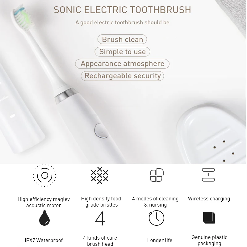 New Ultrasonic Sonic Electric Toothbrush 5 Modes Rechargeable Tooth Brush IPX7 Waterproof Dental Home Toothbrush Sonic Electric New Ultrasonic Sonic Electric Toothbrush 5 Modes Rechargeable Tooth Brush IPX7 Waterproof Dental Home Toothbrush Sonic Electric