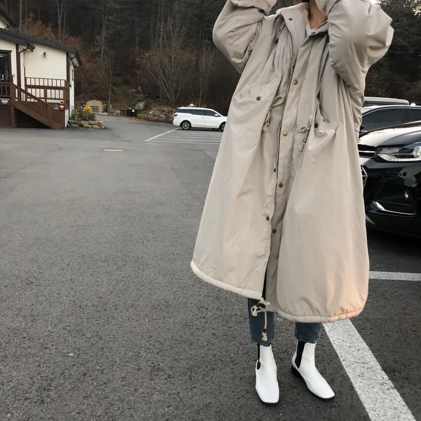 Осень и зима Южная Корея Dongdaemun женское платье длинное плотное хлопковое Стеганое пальто для женщин