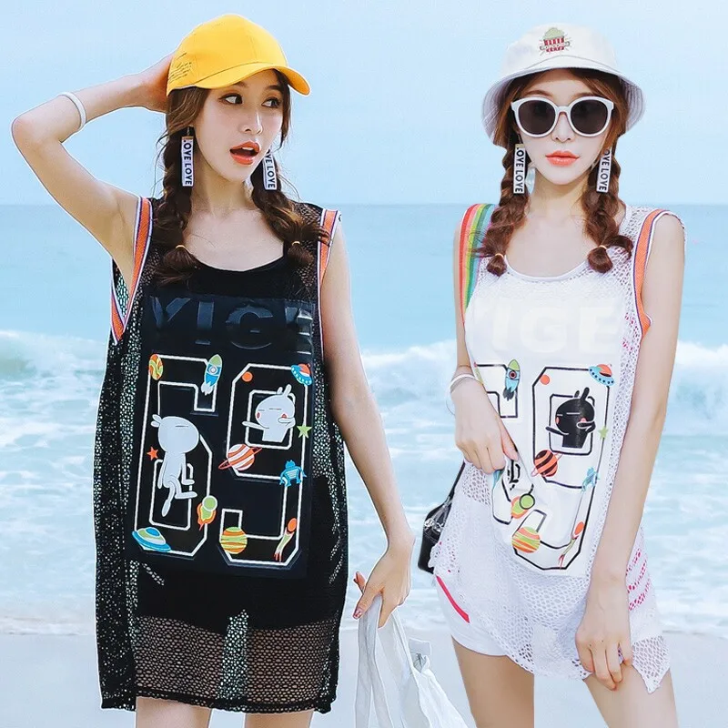 

New Style Swimsuit Split Type Casual-Style One-Piece Case Conservative Swimwear Hot Springs Beach Holiday