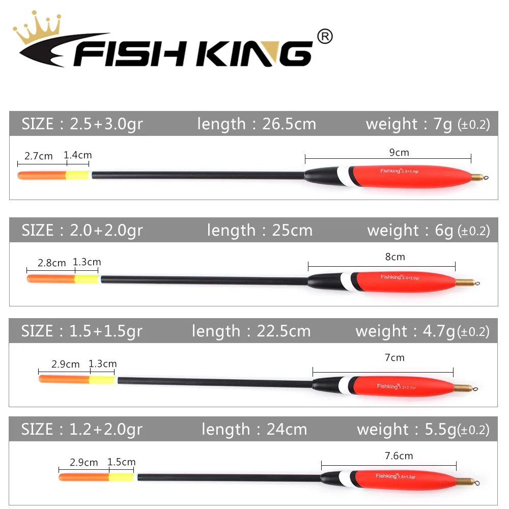 Рыбы Король 4 шт./упак. Баргузинский пихты Float 1,2+ 2,0g/1,5+ 1,5/2,0+ 2,0/2,5+ 3,0g из бальзового дерева Подставка-поплавок для Go Корк вертякл Буй Карп Рыбалка поплавок