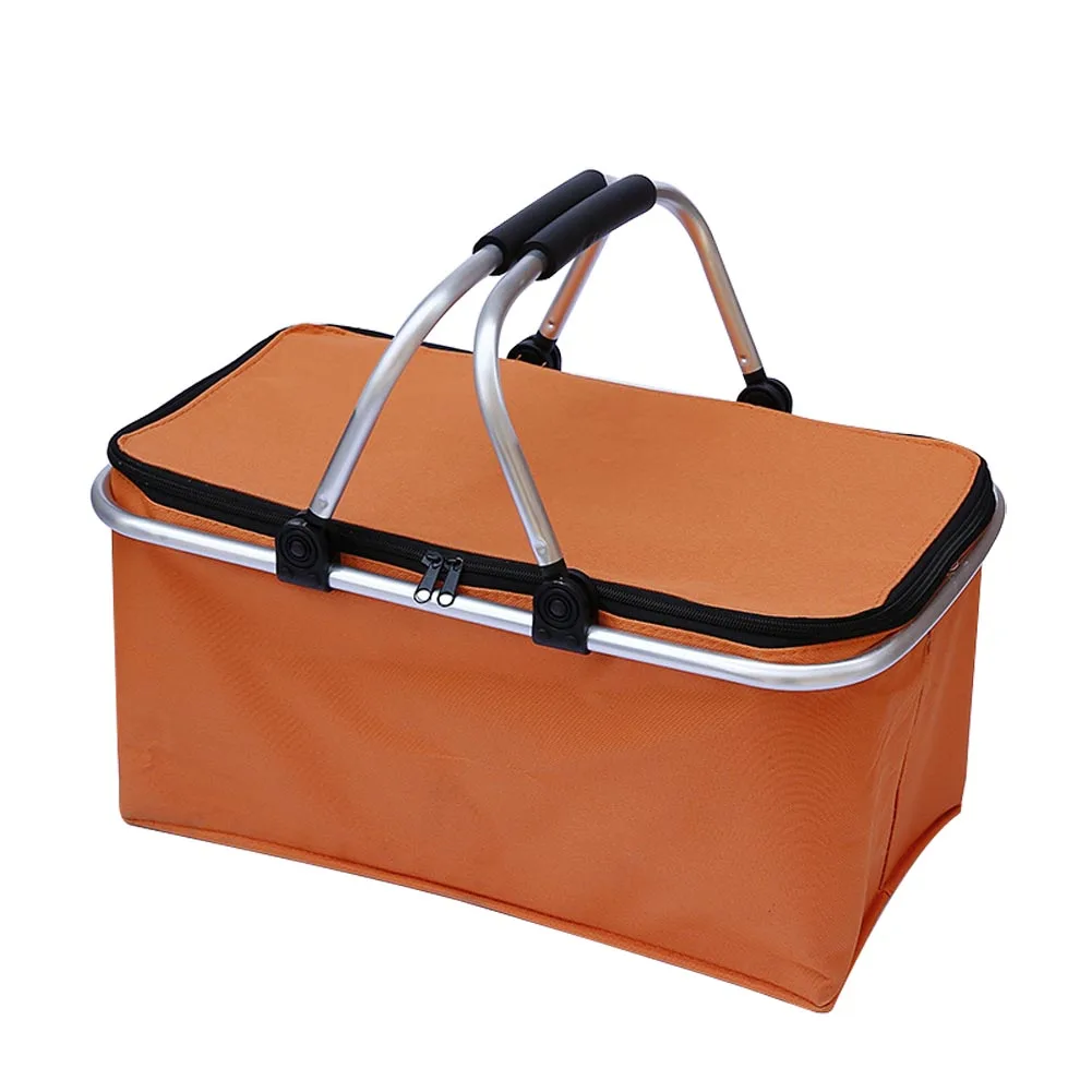 Оранжевый Folding Picnic Camping Shopping Basket Insulated Cooler Cool Hamper Zip Hand Bag Waterproof Bags PAK55 - Цвет: Оранжевый