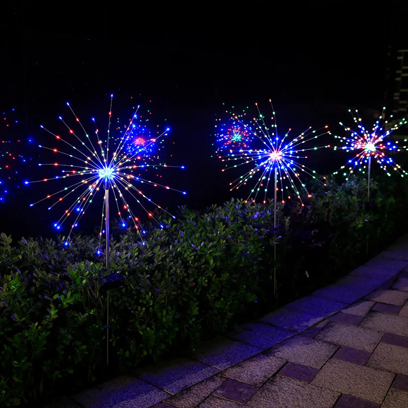 Lampada a LED a energia solare per esterni impermeabile con globo di erba, dente di leone, fuochi d'artificio, 90/120/150 LED per giardino, prato, paesaggio, luce per le feste_voghion.com