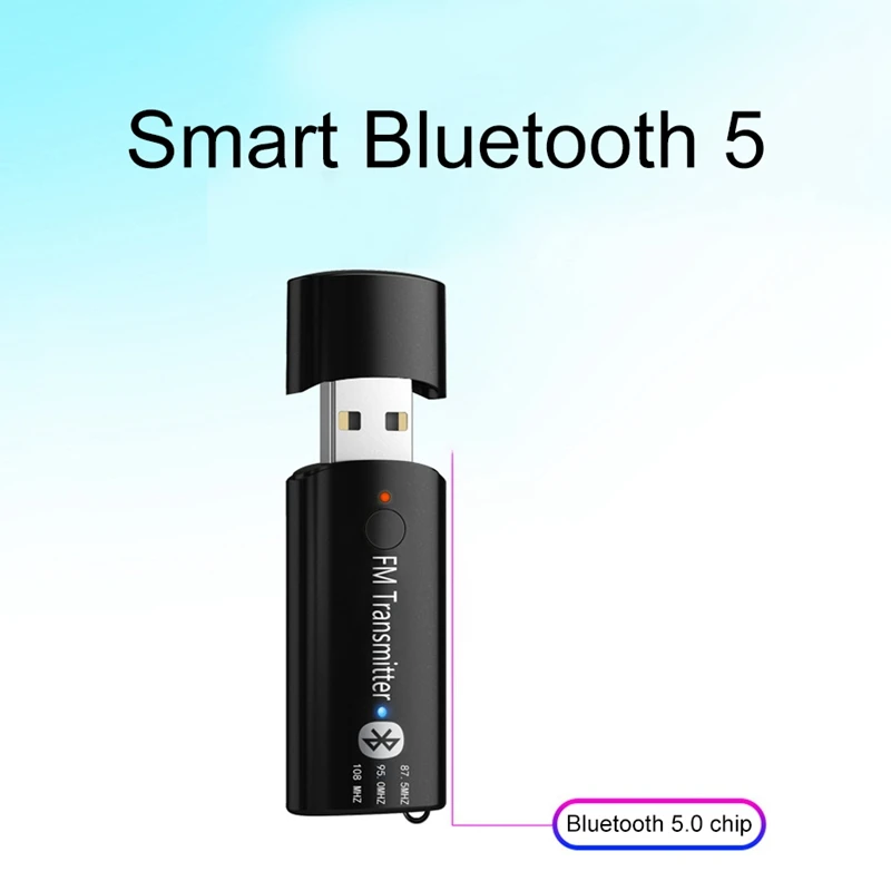 2 in 1 Car Wireless Bluetooth 5.0 Transmitter Receiver Adapter Stereo Audio Adapter Fm Audio Transmission with 3.5Mm Audio Cable