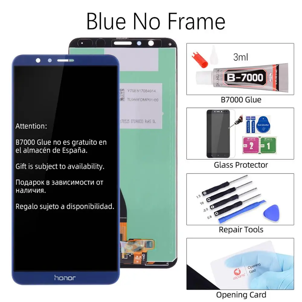 Для Honor 7x дисплей сенсорный экран Замена с рамкой дисплей для huawei Honor 7x ЖК-дисплей дигитайзер BND-L21 - Цвет: Blue No Frame