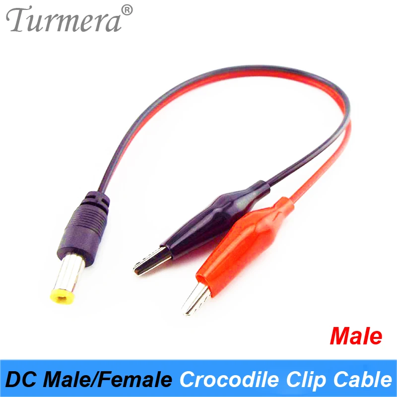 DC Male Female Jack Connector Alligator Clips Crocodile Wire 12V Battery Cable To 2 Alligator Clip Connected Voltage 5.5 X 2.1mm 25cm 05