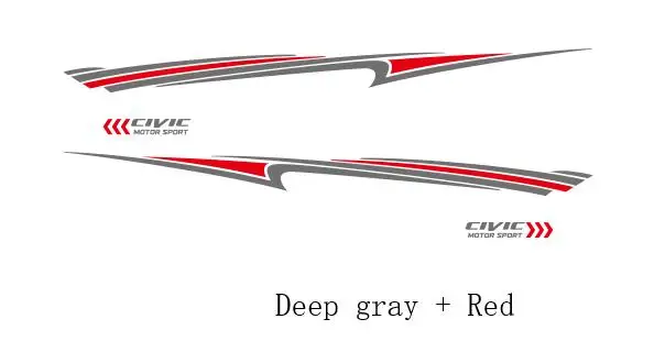 Deep gray-Red Обе стороны гоночные полосы для Honda CIVIC Тип R автомобильные спортивные аксессуары для укладки кузова линии Васит виниловые наклейки - Название цвета: Deep gray-Red
