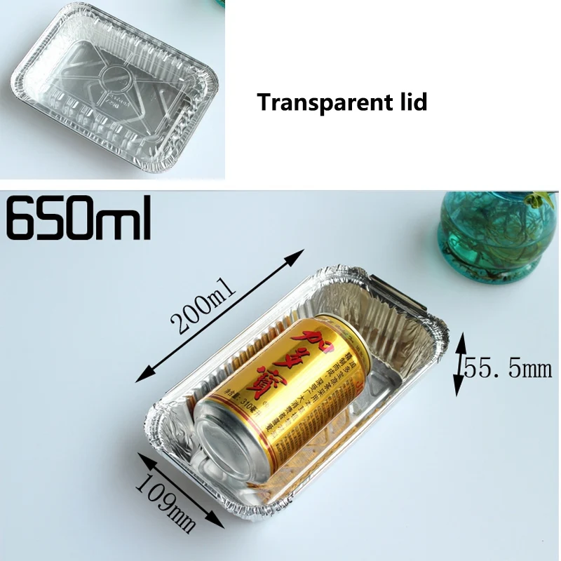 650ml 40sets ZEQIU одноразовая жестяная фольга коробка с крышкой барбекю пиццы выпечки хлеба подходит для барбекю Ресторан пиццерия семейный ужин - Цвет: 650ml 40sets