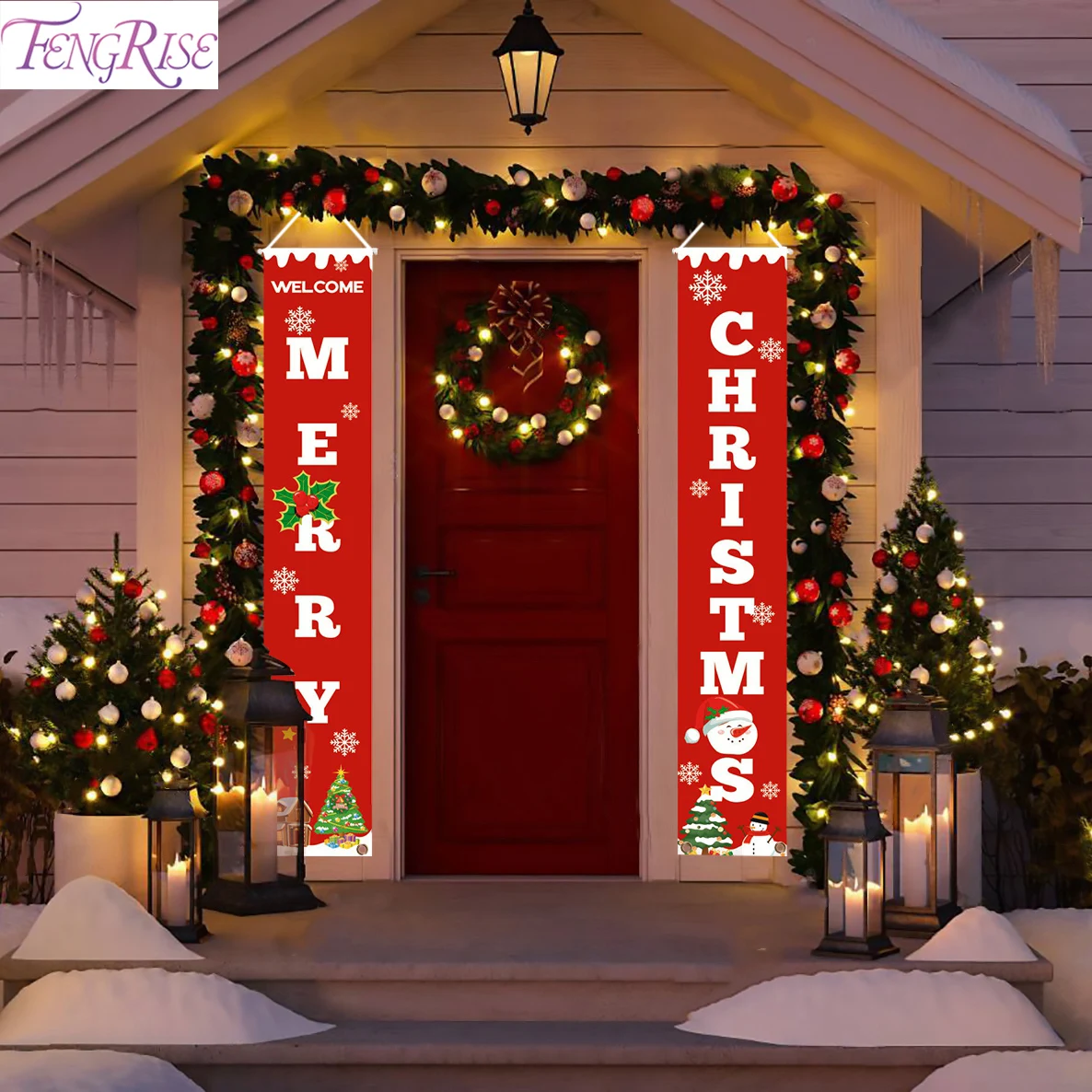 Веселое Рождественское украшение для дверей флаг баннер рождественские украшения для дома Рождественский подарок Navidad счастливый год