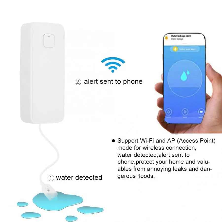Датчик утечки воды Wi Fi детектор уровня система сигнализации безопасности