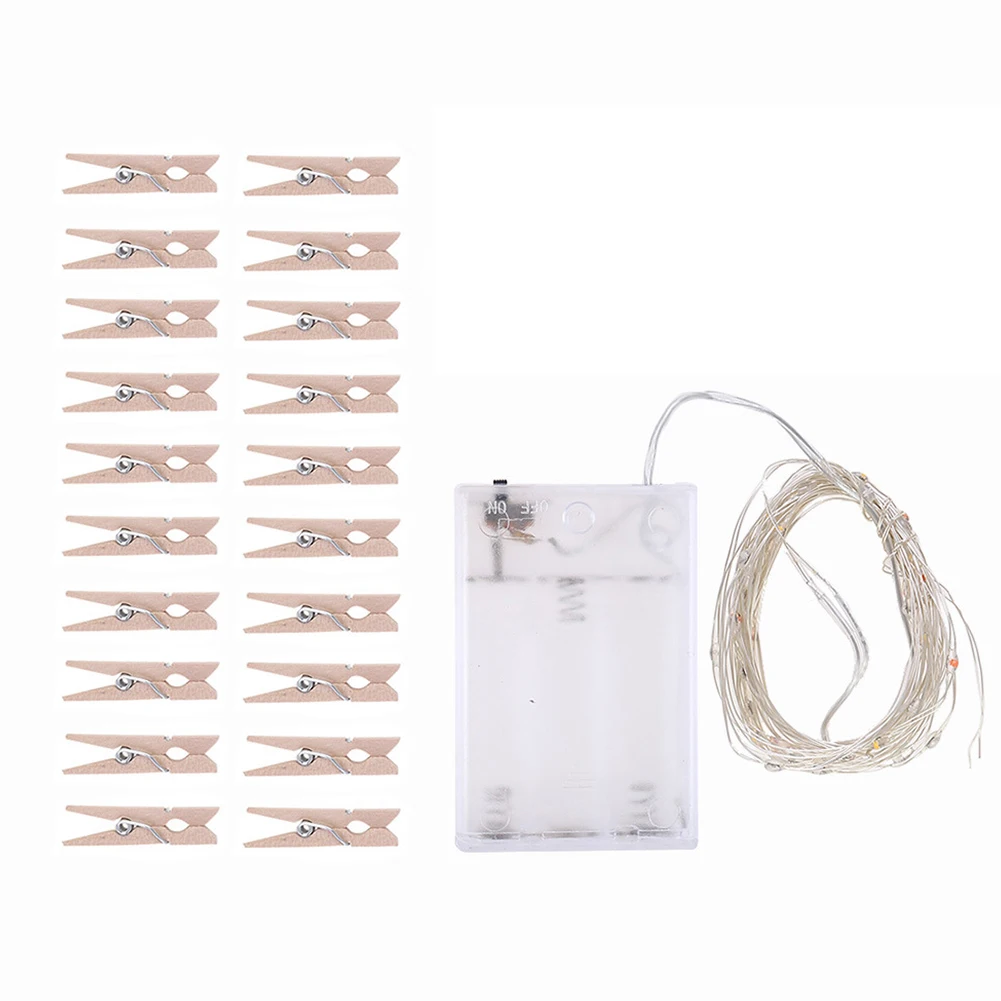 2M 20LED Photo Clip Picture Hanging Copper Wire Indoor Home String Lights Set Chains Christmas Decor Outdoor Battery Operated