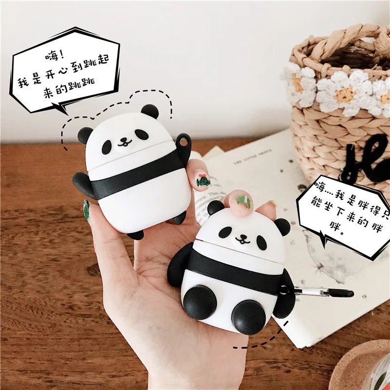 Чехол для Airpods 1/2 чехол с 3D рисунком милой панды мягкий силиконовый наушников Apple