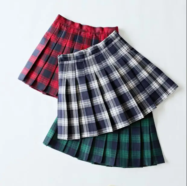 Новая Элегантная стильная Летняя женская юбка с высокой талией, красная клетчатая плиссированная юбка, модная, размера плюс, Сексуальная мини-юбка, Женская XS-5XL
